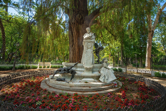 Gustavo Adolfo Becquer Monument (Glorieta de Becquer) at Maria Luisa Park - Seville, Andalusia, Spain