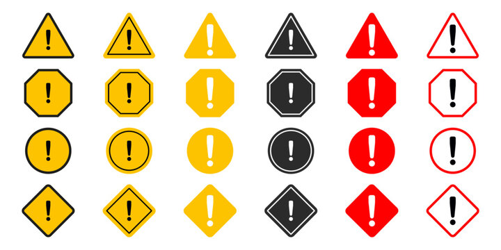 Warning icons. Danger warning attention sign. Vector illustration