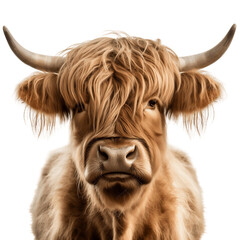 Highland Cattle Face on Transparent Background. AI