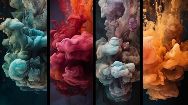 Sfondo con fumo. Colorati.  Fumogeni. Ai generated.