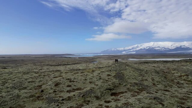 Iceland - view with the lake and glacier