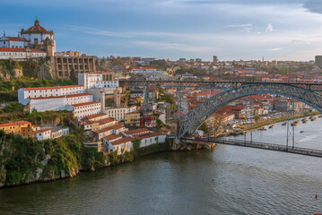 Fototapeta na wymiar D. Luís I bridge and Serra do Pilar, Porto, Portugal