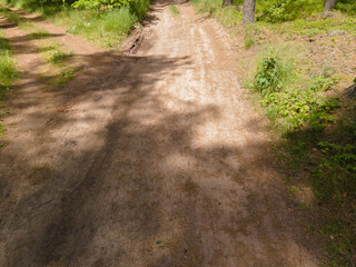 Fototapeta premium Beautiful rural road in the countryside, day landscape