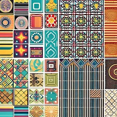 1434 Retro Vintage Patterns: A retro and vintage-inspired background featuring retro vintage patterns with nostalgic motifs, retro colors, and a vintage aesthetic5, Generative AI