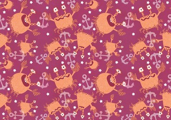 Cartoon summer animals seamless crabs pattern for fabrics and linens and kids clothes print and festive accessories