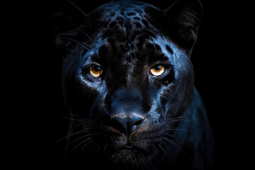 An AI generated illustration of a panther's head against a black background