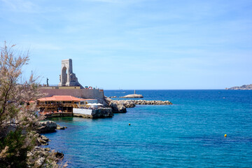 Fototapeta na wymiar Sea view in Kennedy Cornice, Marseille 