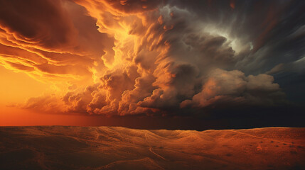 Majestic clouds forming a dramatic backdrop to a golden sunset Generative AI