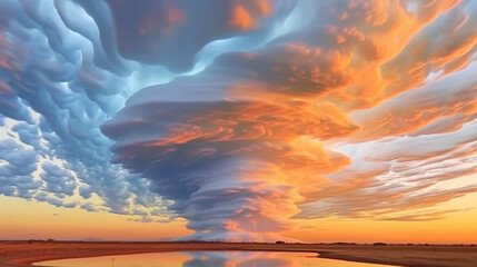 A mesmerizing time-lapse of clouds swirling and changing shape in a fast-moving sky Generative AI