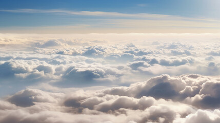 Fototapeta na wymiar A panorama capturing a vast expanse of clouds stretching across the sky Generative AI