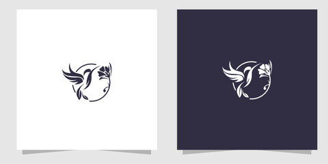 bird with flower logo design