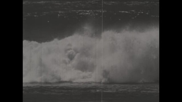 United Kingdom 1950, Vintage Surfing: Thrilling 1950s Extreme Surfing on Massive Waves