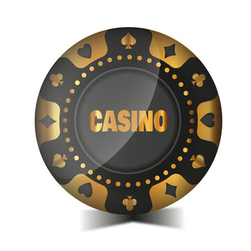 Poker Casino Chip in gold and glossy. Vector illustration