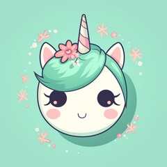 Kawaii cute style baby unicorn. Illustration for children, for storybooks, for children's content.