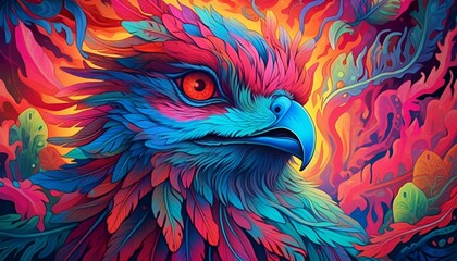 Obraz premium psychedelic crow
