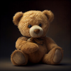 Portrait of a toy teddy bear. Generative AI