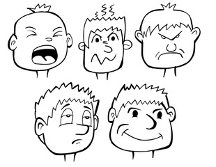 People Faces Heads Vector Illustration Art