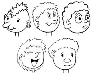 People Faces Heads Vector Illustration Art