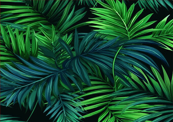 palm leaf background, green leaves, Leafly backgraund, AI Generative,