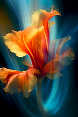 Hyperrealistic professional abstract macro, flowers in Intentional Camera Movement style. AI generative