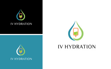 nutritive IV hydration logo, infuse liquid for medical spa vector design