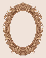 Antique frame hand drawing, vintage engraving illustration