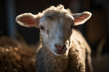 A Newborn Lamb Up Close and Adorable, Generative AI