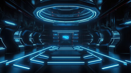Neon de palco vazio de ficção científica futurista