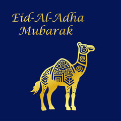Eid Al Adha Mubarak, Greater Eid Post, Camel, Vector 