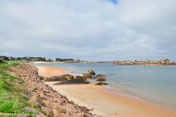 Paysage de la côte de granit rose à Trégastel en Bretagne