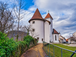 Fototapeta na wymiar Church of St Sebastian, Fabian and Roch at Pungart in Kranj village, Slovenia