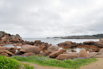 Paysage de la côte de granit rose à Trégastel en Bretagne
