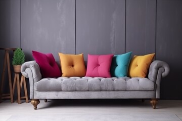 interior background cosy render copy space simple lifestyle decoration furniture indoor comfortable decor. Generative AI.