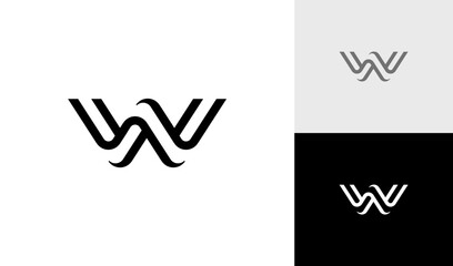 Letter W geometric initial monogram logo design