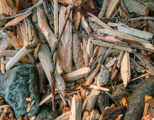 Melange of small wood chips