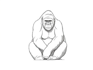 A Simple Line Drawing of a Gorilla | Generative AI