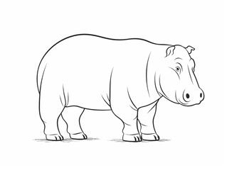 A Simple Line Drawing of a Hippo | Generative AI