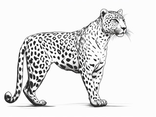 A Simple Line Drawing of a Leopard | Generative AI - obrazy, fototapety, plakaty