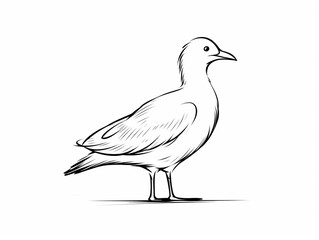 A Simple Line Drawing of a Seagull | Generative AI