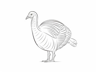 Fototapeta na wymiar A Simple Line Drawing of a Turkey | Generative AI