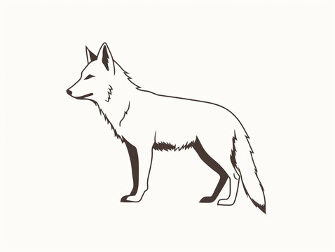 A Simple Line Drawing of a Coyote | Generative AI