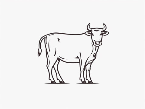 A Simple Line Drawing of a Cow | Generative AI