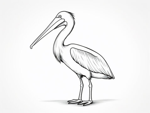 recommend clip art: A Simple Line Drawing of a Pelican | Generative AI