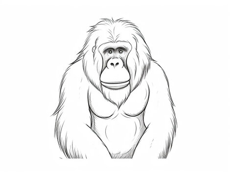 recommend clip art: A Simple Line Drawing of a Orangutan | Generative AI