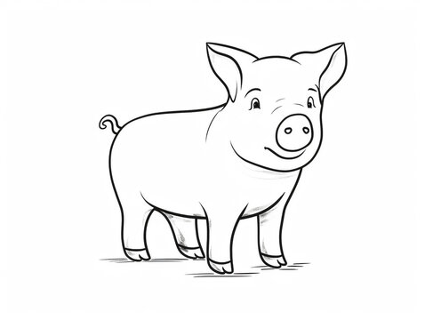 A Simple Line Drawing of a Pig | Generative AI