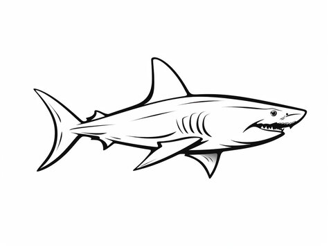 A Simple Line Drawing of a Shark | Generative AI