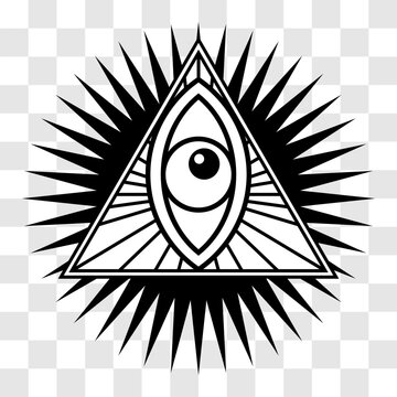 All-seeing eye. Eye in a triangle. Vector illustration isolated on transparent background.