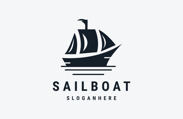 Sailboat logo design Vector template .