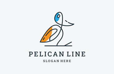 pelican logo design vector illustration line style .