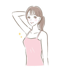 脱毛をして脇が綺麗な若い女性のイラスト